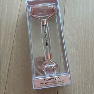 BeautyBio Rose Quartz Crystal Roller - Pink Facial Massager